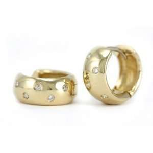  Fine Diamond Huggies Hoop Earrings 14k Yellow Gold 