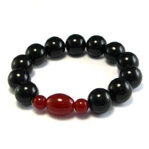  Natural Black and Red Agate Bracelet   14 mm Everything 
