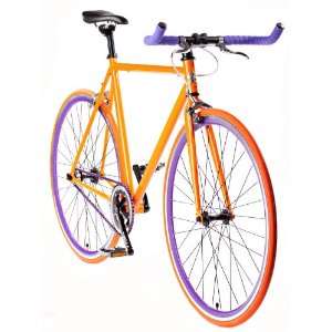 Fixie Track Bike   Orange Fixed Gear Single Speed Bicycle  