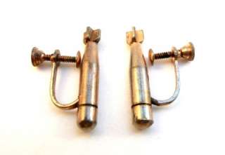 Vintage 1940s Patriotic BOMB Goldtone Screwback EARRINGS of WW 2 Era 