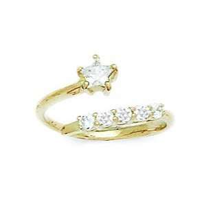  14k Yellow Gold CZ Top Adjustable Star Body Jewelry Toe 