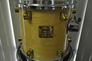 YAMAHA MAPLE CUSTOM 5 PIECE MINT DRUM SET 1990S NATURAL LACQUER FREE 