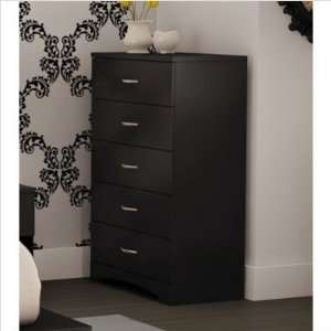   89 Step One Five Drawer Chest in Pure Black (Set of 2)