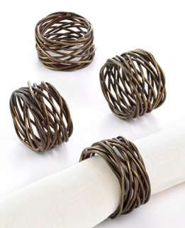Excell Napkin Rings, Set of 4 Twisted Wire   Napkin Rings Table Linens 