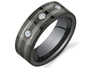   Black and Silver Tone Tungsten Wedding Band Ring Size 11 