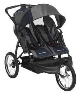 Baby Trend Double Jogger Stroller in Grey and Navy