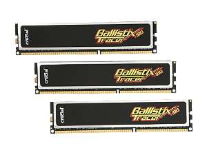    Crucial Ballistix Tracer 6GB (3 x 2GB) 240 Pin DDR3 SDRAM 