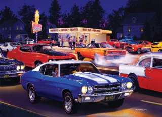   Cruisin Bruce Kaiser Fast Freds Muscle Cars Jigsaw Puzzle 1000 pc