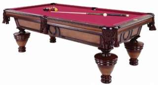 foot POOL TABLE THE MELBOURNE by BERNER BILLIARDS~BURL MAHOGANY 