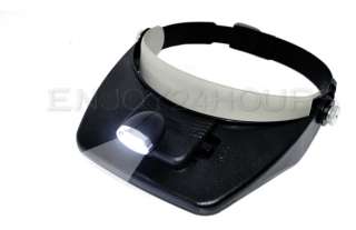 Magnifier Glass 2 LED Head Light Lamp Flashlight Black  
