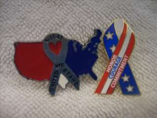 11 United We Stand & Patriotic Ribbon Pins LOT OF 2  
