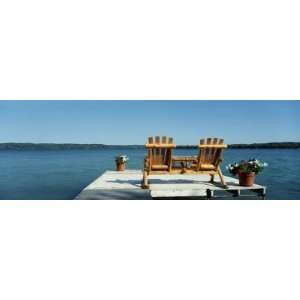  Rear View of Two Adirondack Chairs on a Dock, Minnesota 