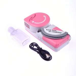 Pink Handy Smile Face Hand held Air Condition Cool Cooler Fan With USB 