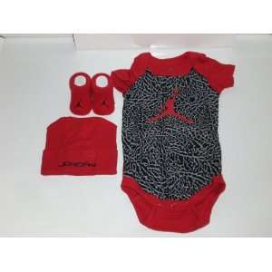   Cap; 0 6 Months; Black and Red with Air Jordan Logo; 3 Piece Set; New