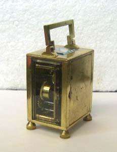   MINIATURE French brass time / alarm carriage clock . Working / fixer
