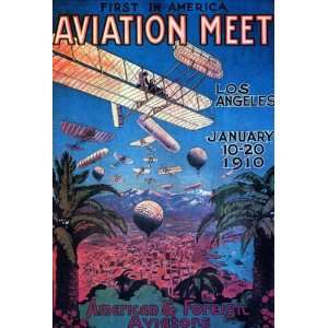 AIRPLANE PLANE FIRST IN AMERICA AVIATION MEET LOS ANGELES 1910 