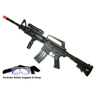 M16A4 Airsoft Rifle with LED illuminator, laser sight & adjustable gun 
