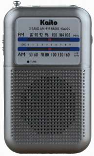 New Kaito KA200 AM FM Portable Pocket Radio Receiver Gray  