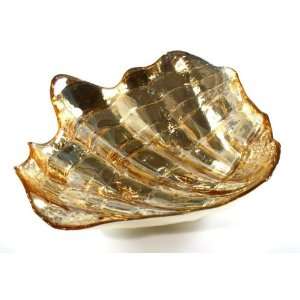  Arda Glassware 51460100 Clam Handmade 12X15 in. Bowl   Silver Amber 