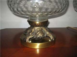 vintage pair glass brass crystal chandelier lamps cherub putti figural 