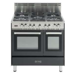   Range With 5 Burners   Antique White Base With Stainless Control Panel