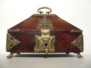 VINTAGE WOODEN BRASS JEWELRY CASKET  