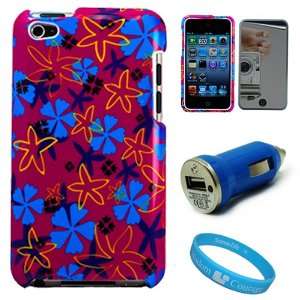  Crystal Case For Apple iPOD Touch 4th Generation + Blue USB Car 