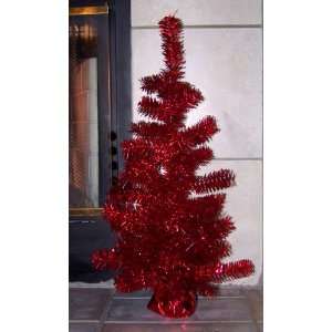  Red Mini Tinsel Aluminum 2 Artificial Christmas Tree 