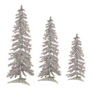 Pre Lit Silver Tinsel Alpine Tree   Clear Lights.Opens in a new 