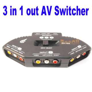 Way Audio Video AV RCA Composite Switch Switcher Splitter+Cable for 