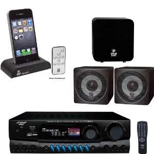  Pyle Stereo Receiver, Subwoofer, Speaker and Dock Package 