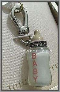   JUICY COUTURE SILVER EDITION PAVE PINK BABY BOTTLE CHARM NIB  