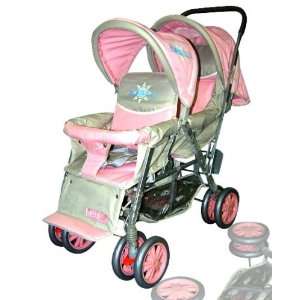  425Z Pink Double Canopy Double Stroller Baby
