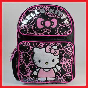  Kitty Black Glitter 14 Backpack   Bag School Girls Kids   MED  