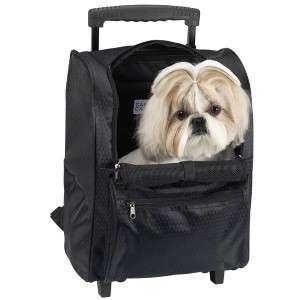 Casual Canine Deluxe Backpack Pet Carrier On Wheels BLK  