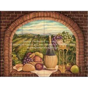 Kitchen Backsplash Tile Mural   Tuscan Wine II