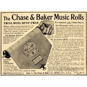  1907 Ad Chase Baker Music Rolls Piano Standard Buffalo 