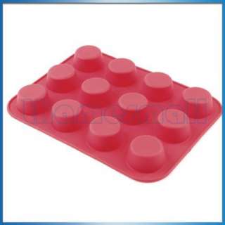 Silicone Baking Oven Muffin 12 Cups Cake Pie Tray Mold  