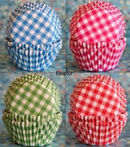 Assorted gingham baking cups cupcake liners 4 colors, 96 pcs  