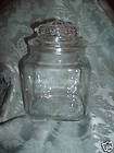 Vintage Clear Glass Canister W/ Lid Square 7 x 4 1/2