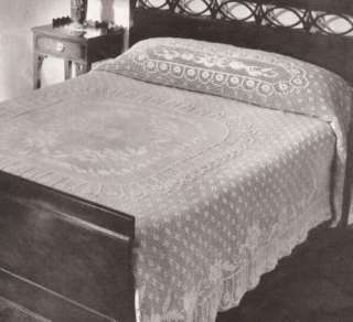 Vintage Crochet Cameo Rose Filet Bedspread PATTERN  