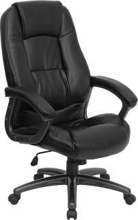   Padded Seat and Back Black Leather Office Desk Chair  