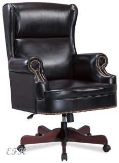 NEW DUPOINTE BLACK BYCAST LEATHER WING OFFICE CHAIR  