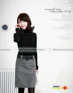   Wool Fabric Short Skirt Dress New Black Dark Grey New #WSKT120  