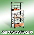 BLACK KITCHEN MICROWAVE UTILITY CART ROLLING BAKERS RAC