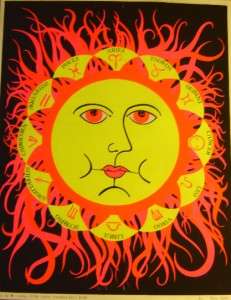 Vintage1970s inCvr~AQUARIUS~Astrology BLACKLIGHT Poster  