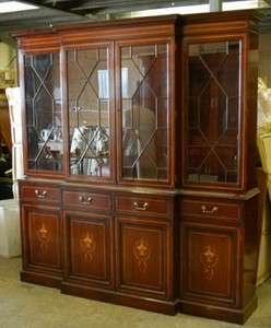   Breakfront Bookcase Regency Sheraton Inlay Bookcases Furniture  