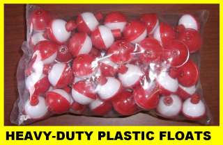 50 FISHING BOBBERS FLOATS 1 RED & WHITE FREE USA SHIPPING  