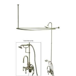   Neck clawfoot tub filler and shower enclosure kit
