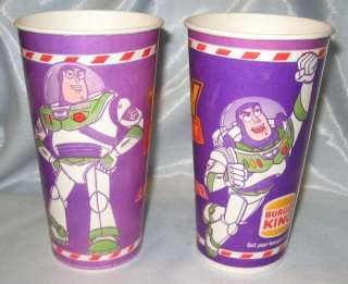 Disney Toy Story Cups Buzz Lightyear Burger King 1995  